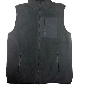 Telluride Clothing Company Mens Lg Black Fleece Full Zip Vest Pockets RN 75343